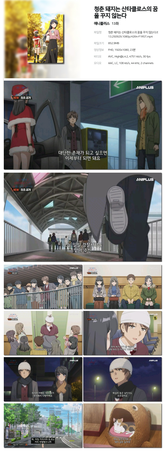 [애니플러스] 청춘 돼지는 산타클로스의 꿈을 꾸지 않는다.E13.250929.1080p.H264-F1RST