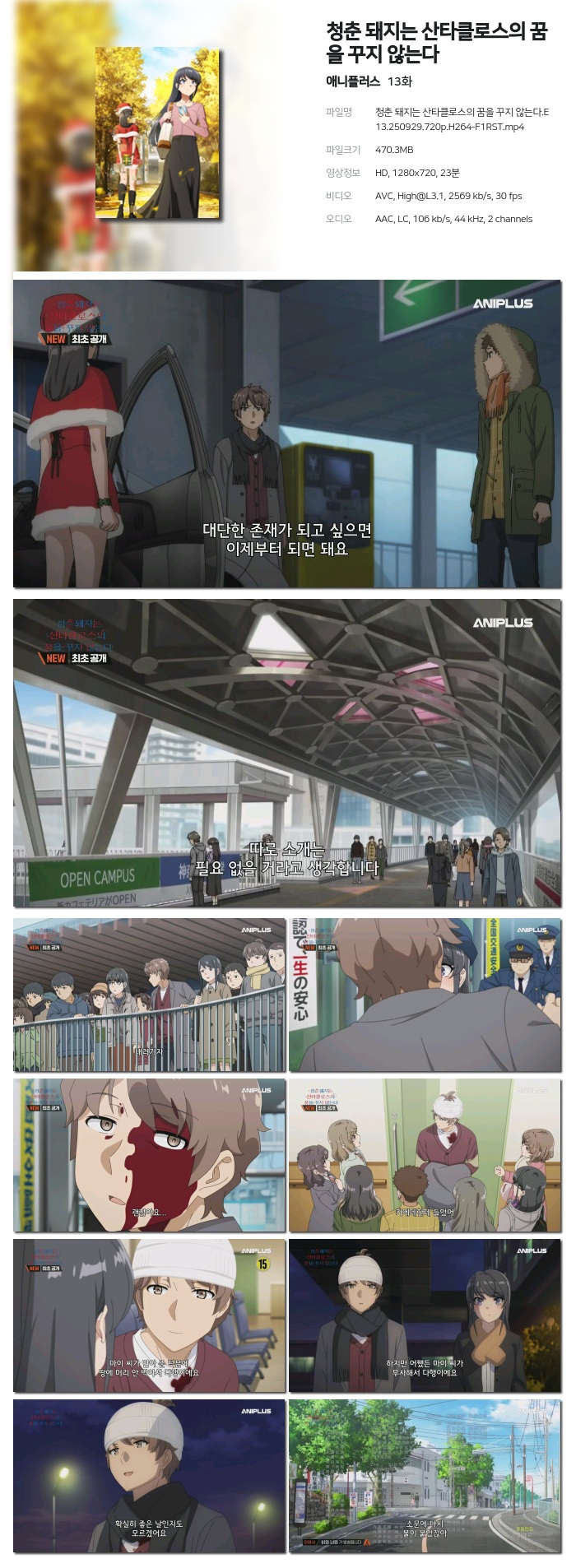 [애니플러스] 청춘 돼지는 산타클로스의 꿈을 꾸지 않는다.E13.250929.720p.H264-F1RST
