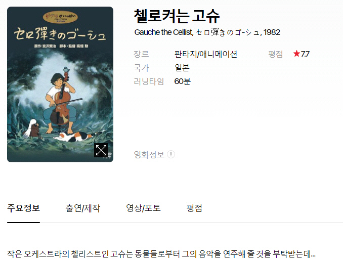 첼리스트 고슈 - 첼로 켜는 [극장판] -모험 가족 음악 드라마-