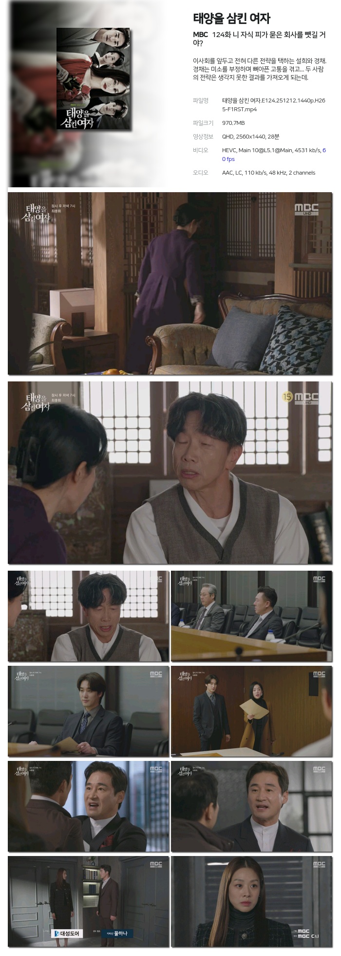 [MBC] 태양을 삼킨 여자.E124.251212.1440p.H265-F1RST 니 자식 피가 묻은 회사를 뺏길 거야?