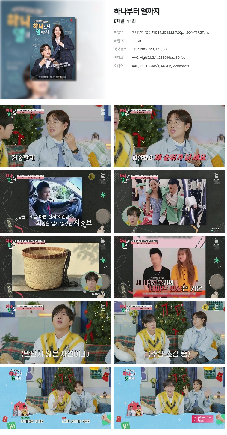 [E채널] 하나부터 열까지.E11.251222.720p.H264-F1RST
