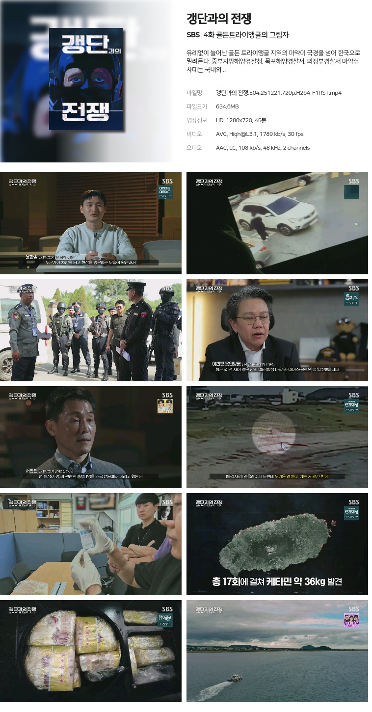 [SBS] 갱단과의 전쟁.E04.251221.720p.H264-F1RST  골든트라이앵글의 그림자