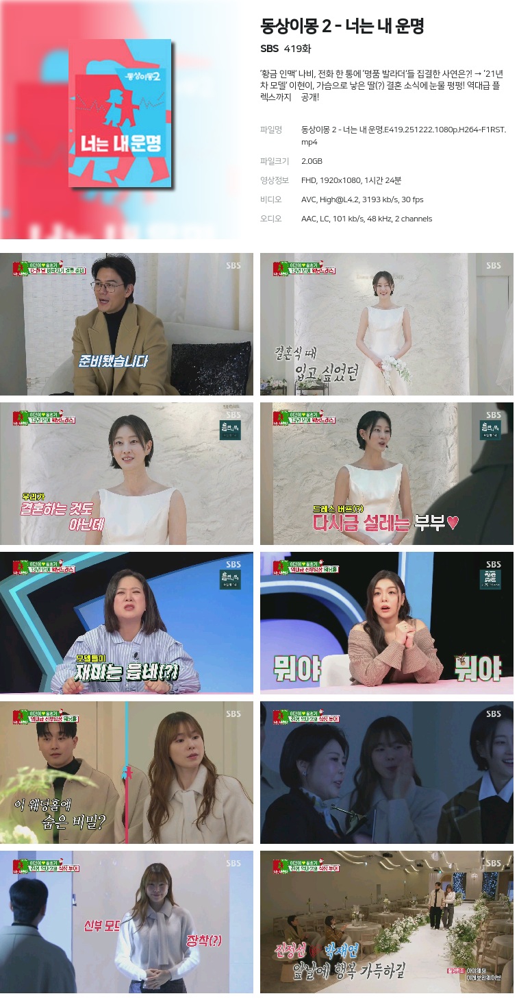 [SBS] 동상이몽 2 - 너는 내 운명.E419.251222.1080p.H264-F1RST