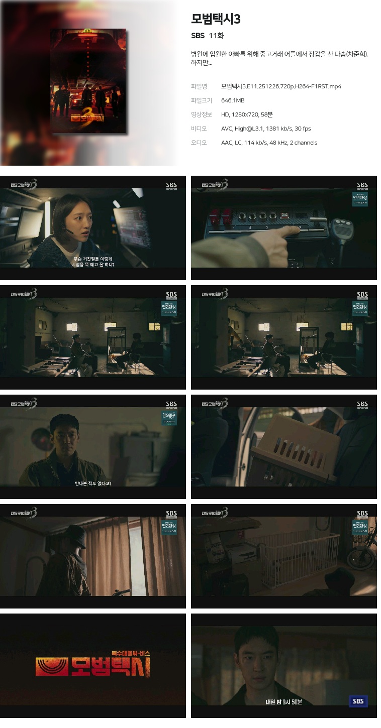[SBS] 모범택시3.E11.251226.720p.H264-F1RST