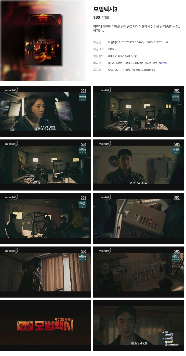 [SBS] 모범택시3.E11.251226.1440p.H265-F1RST