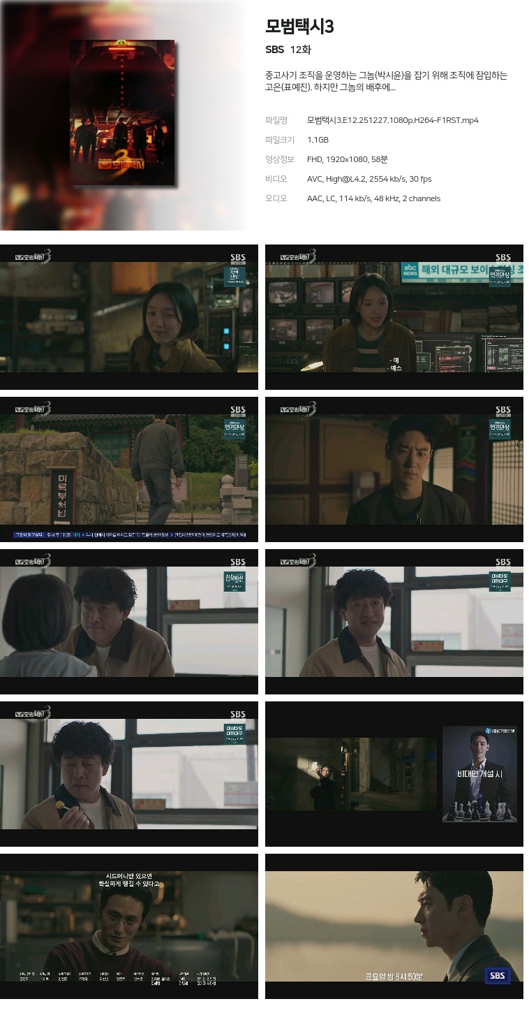 [SBS] 모범택시3.E12.251227.1080p.H264-F1RST