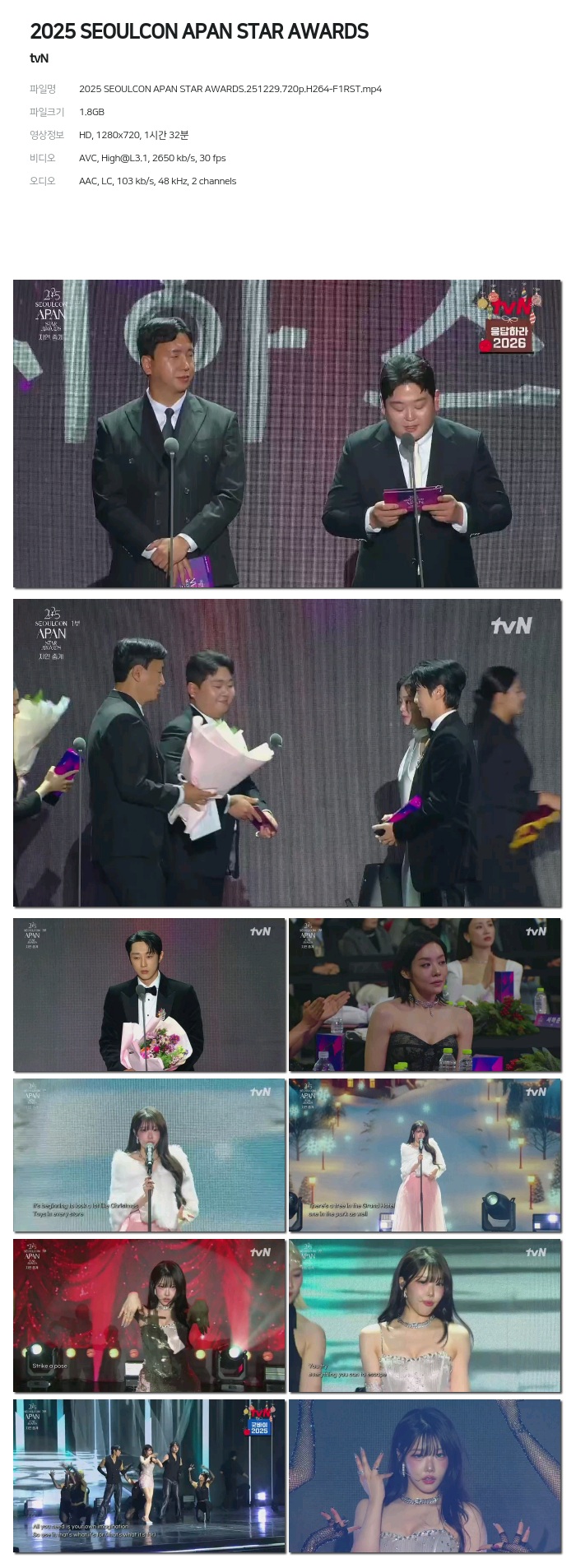 [tvN] 2025 SEOULCON APAN STAR AWARDS.251229.720p.H264-F1RST