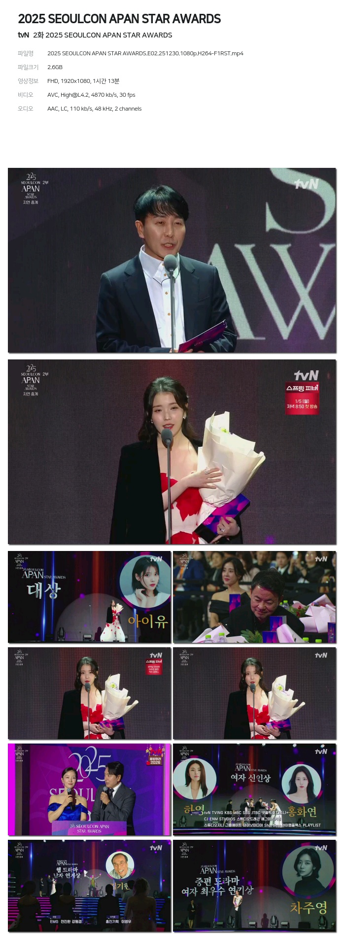 [tvN] 2025 SEOULCON APAN STAR AWARDS.E02.251230.1080p.H264-F1RST