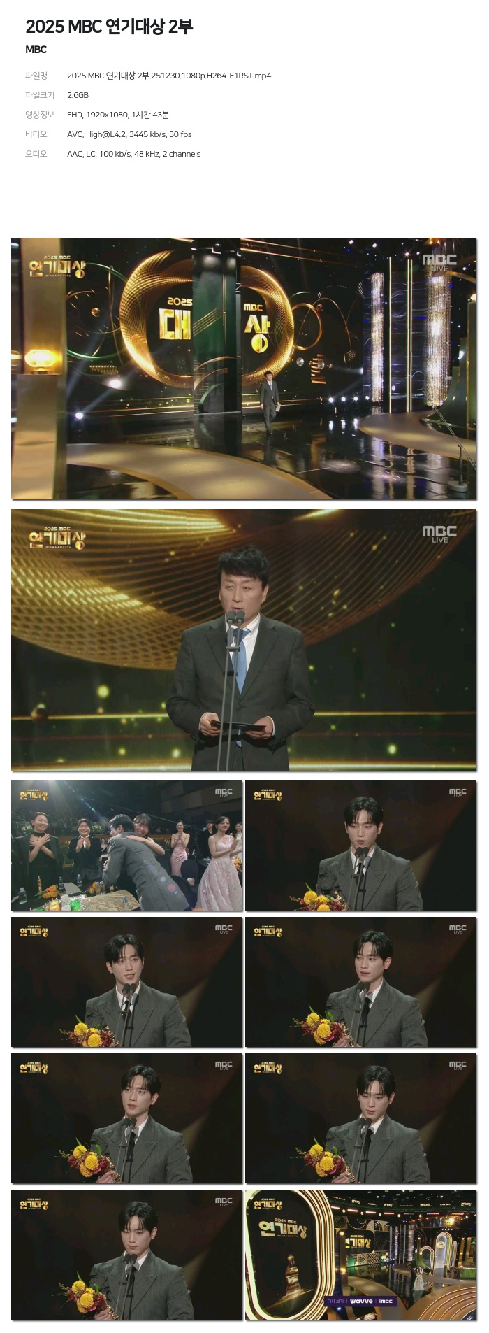 2025 MBC 연기대상.E01~02회(묶음).251230.1080p.H264-F1RST