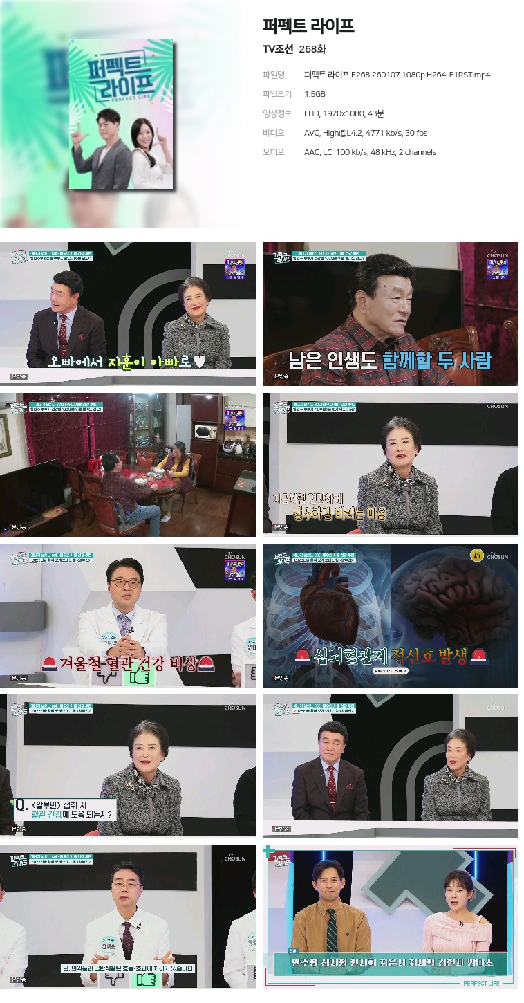 [TV조선] 퍼펙트 라이프.E268.260107.1080p.H264-F1RST
