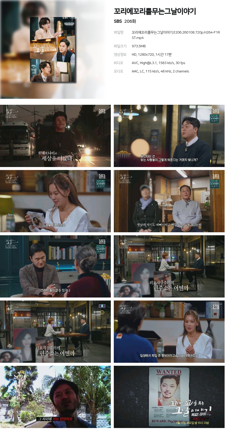 [SBS] 꼬리에꼬리를무는그날이야기.E206.260108.720p.H264-F1RST