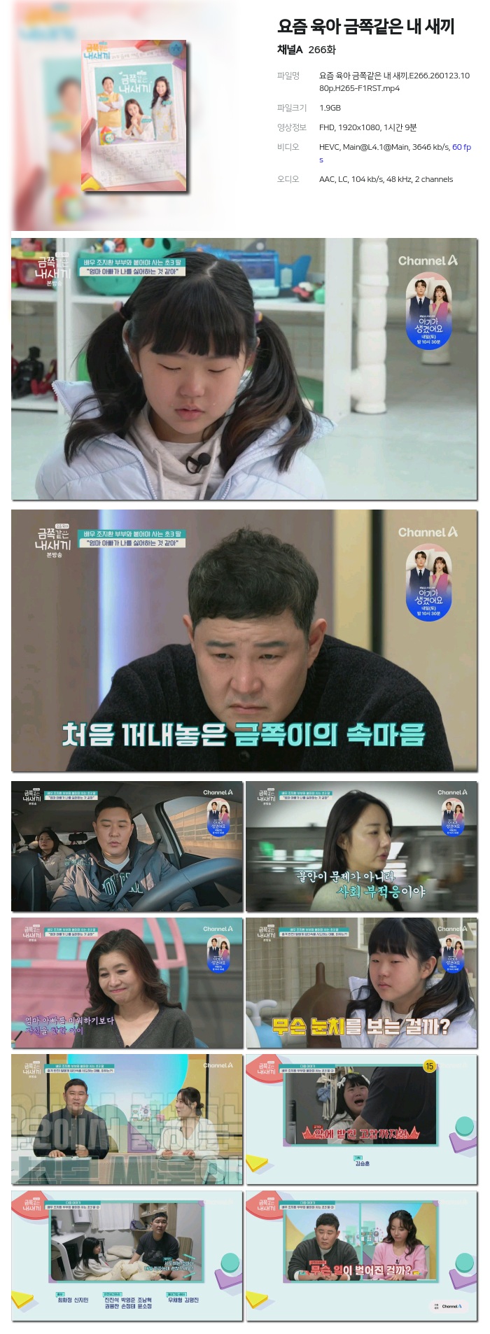 요즘 육아 금쪽같은 내 새끼.E266.260123.1080p.H265-F1RST