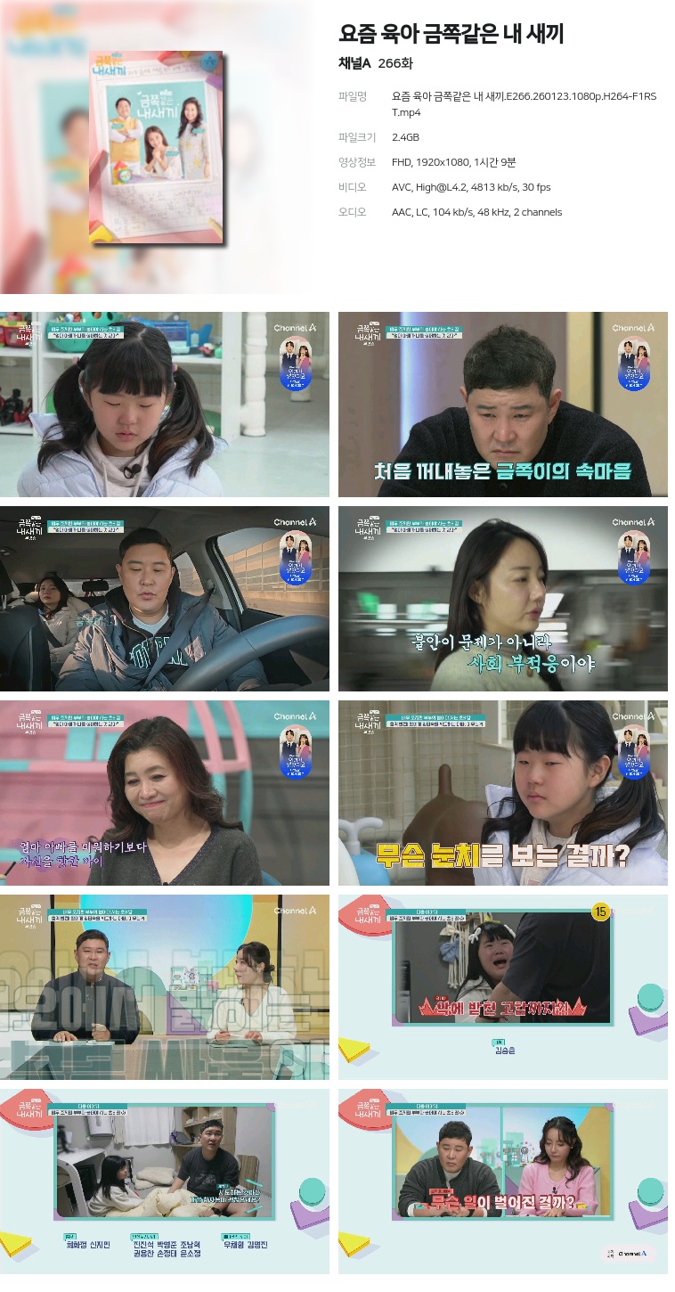 [채널A] 요즘 육아 금쪽같은 내 새끼.E266.260123.1080p.H264-F1RST