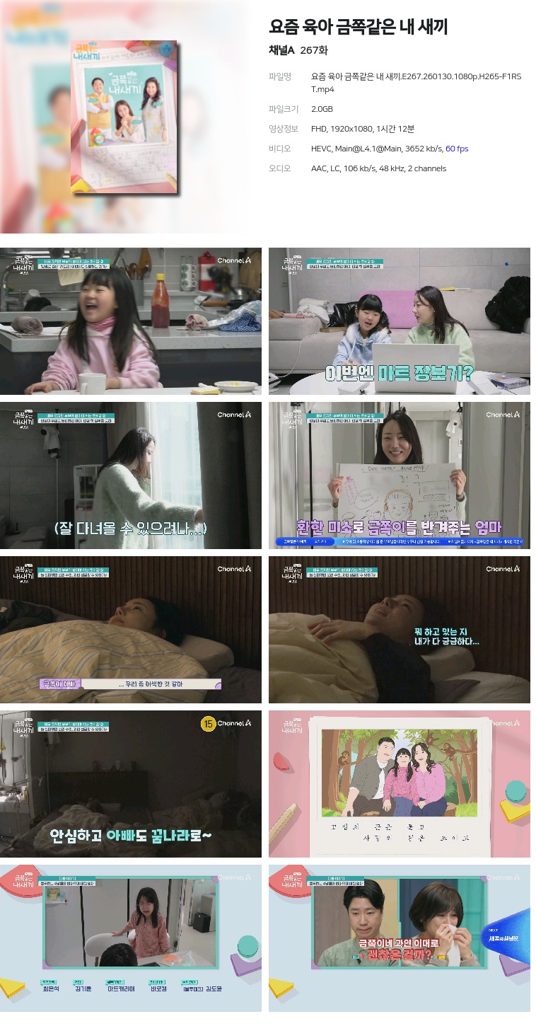 [채널A] 요즘 육아 금쪽같은 내 새끼.E267.260130.1080p.H265-F1RST