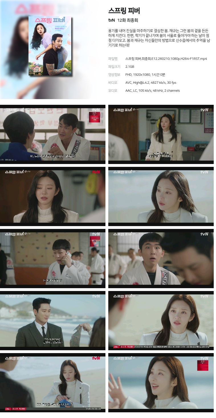 [tvN] 스프링 피버.E12.260210.1080p.H264-F1RST  최종회