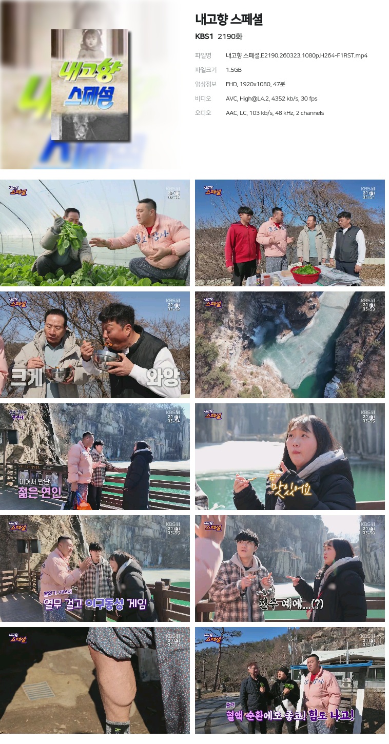 [KBS1] 내고향 스페셜.E2190.260323.1080p.H264-F1RST