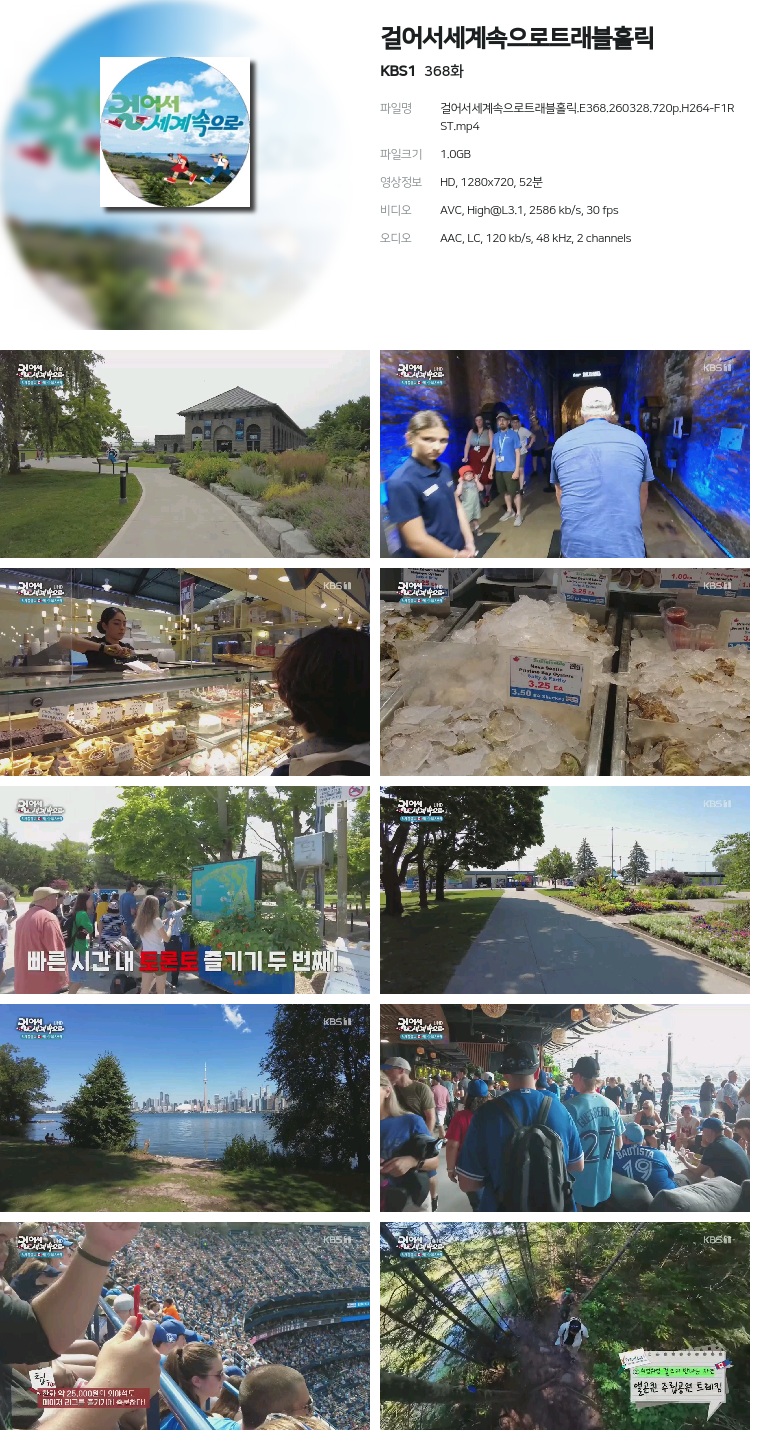 [KBS1] 걸어서세계속으로트래블홀릭.E368.260328.720p.H264-F1RST