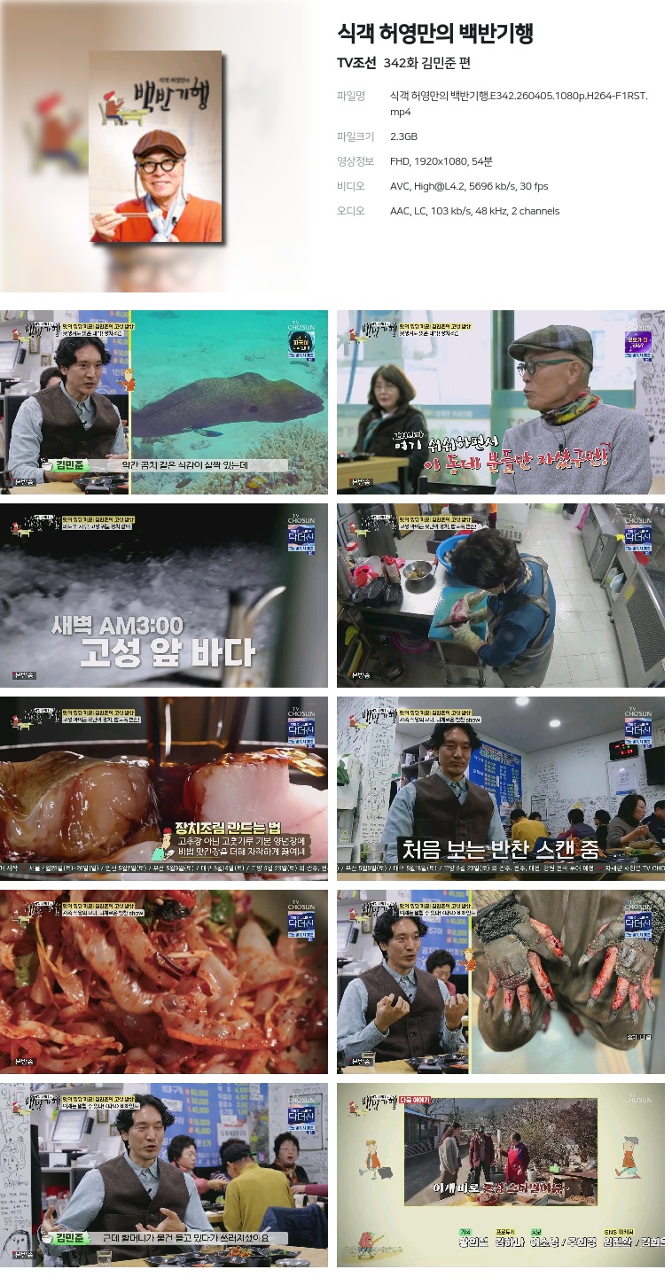 [TV조선] 식객 허영만의 백반기행.E342.260405.1080p.H264-F1RST  김민준 편