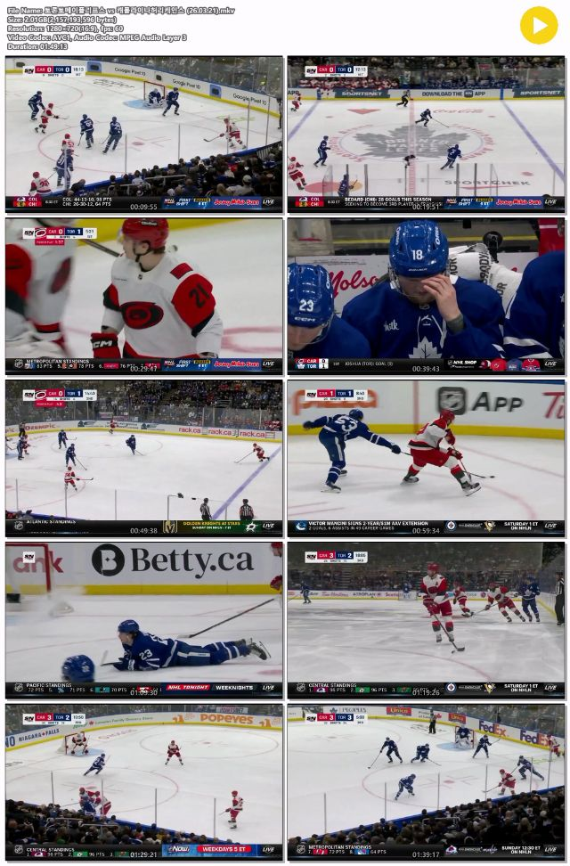 토론토vs캐롤라이나 NHL 260321